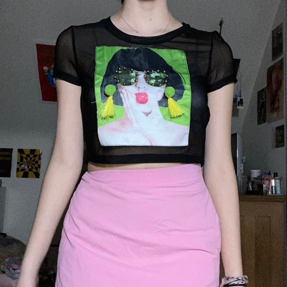 Super unique mesh crop top. Size small